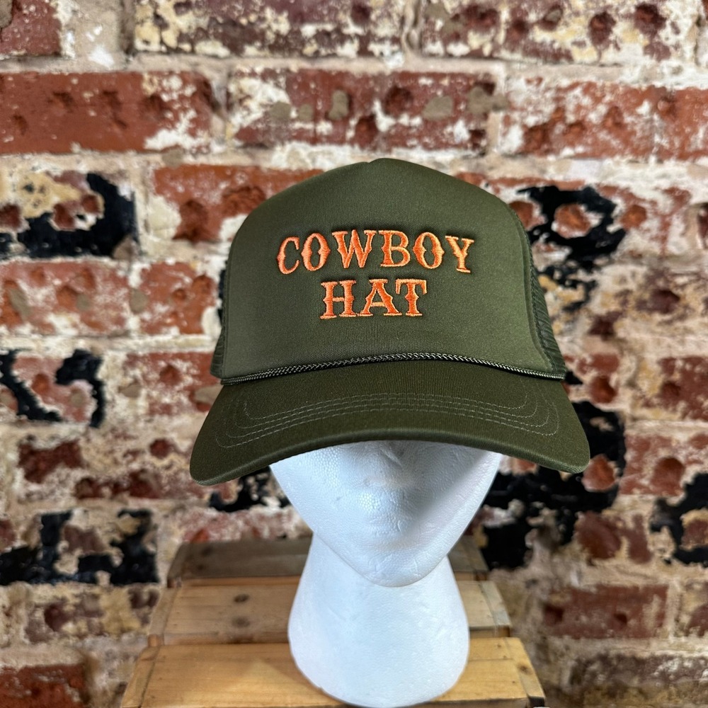 Cowboy Hat Embroidered Trucker Cap Olive Green Orange Snapback Mesh Hat